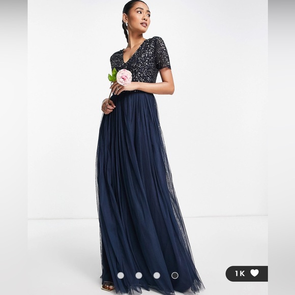 maya deluxe Dresses Maya Deluxe Size 2 Navy Sequin And Tulle Dress